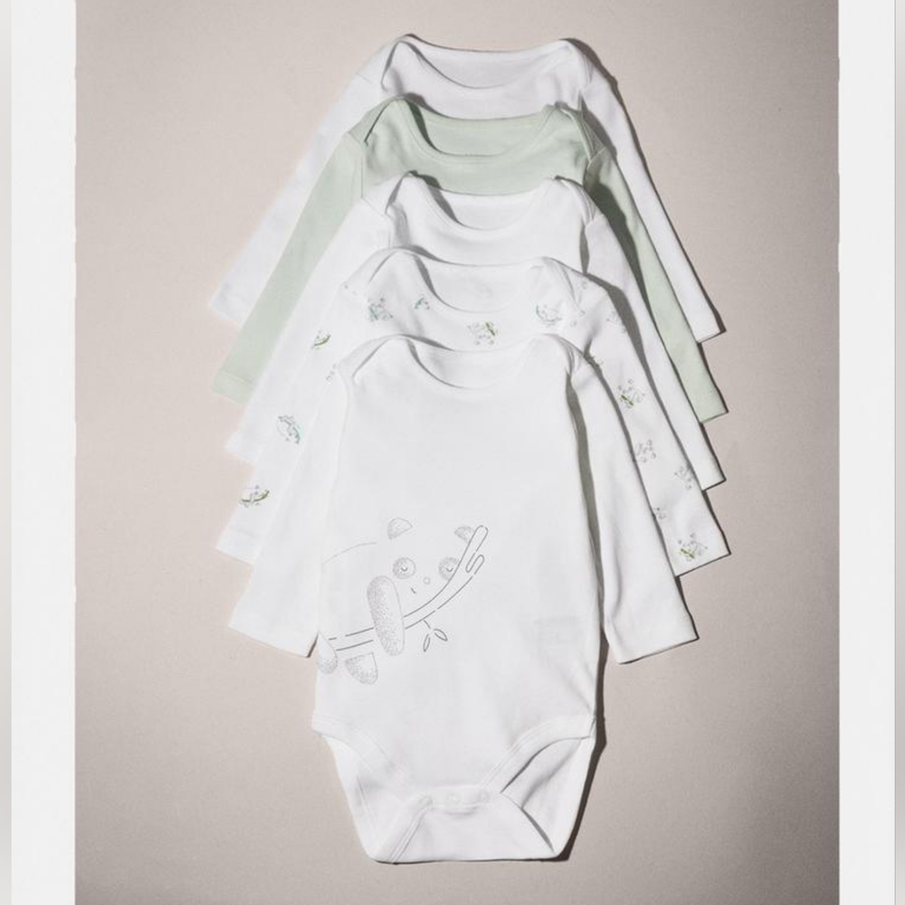 ZARA KIDS PACK OF FIVE PANDA BEAR BODYSUITS